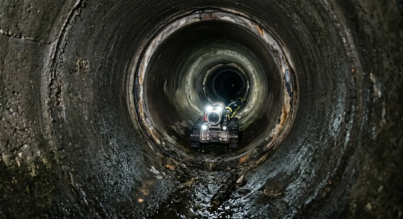 Robotic sewer camera inspecting pipe interior for Sewer Line Repair in Fort Lee